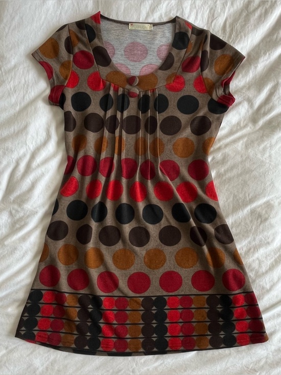 Purplish London Dresses & Skirts - Polka Dot Knit Babydoll Dress with Twee Button Details